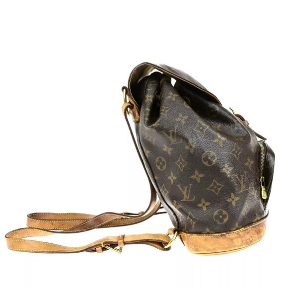 LOUIS VUITTON Montsouris MM Backpack Bag Monogram Leather Brown - Picture 4 of 16
